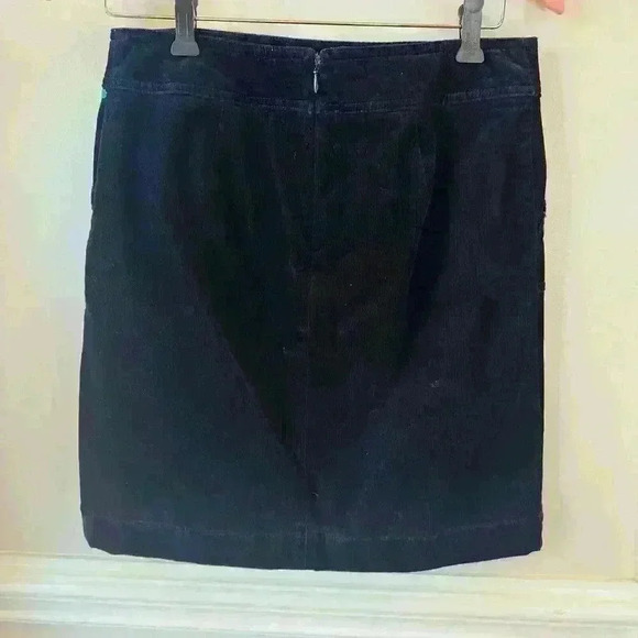 Talbots Petites‎ Stretch Pencil Skirt Size 4 P Navy Blue Corduroy A Line Pockets - Picture 2 of 4